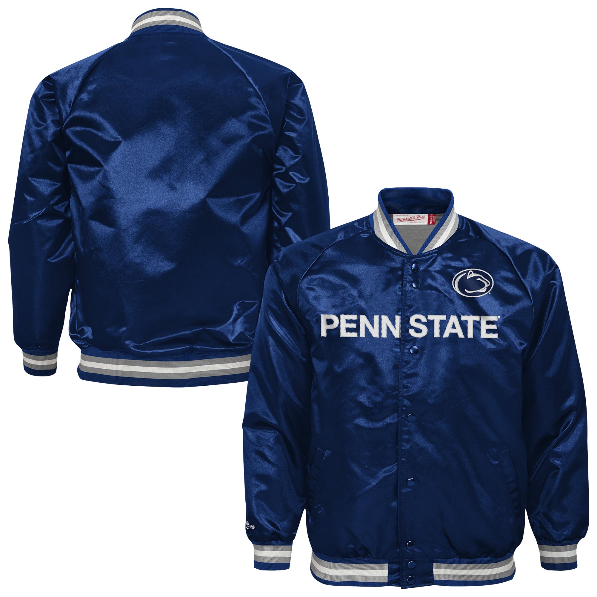 Youth Mitchell & Ness Navy Penn State Nittany Lions Satin Full-Snap Raglan Jacket