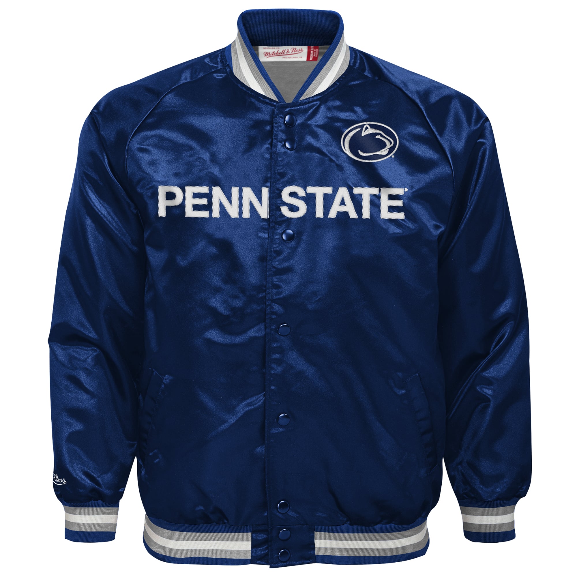 Youth Mitchell & Ness Navy Penn State Nittany Lions Satin Full-Snap Raglan Jacket