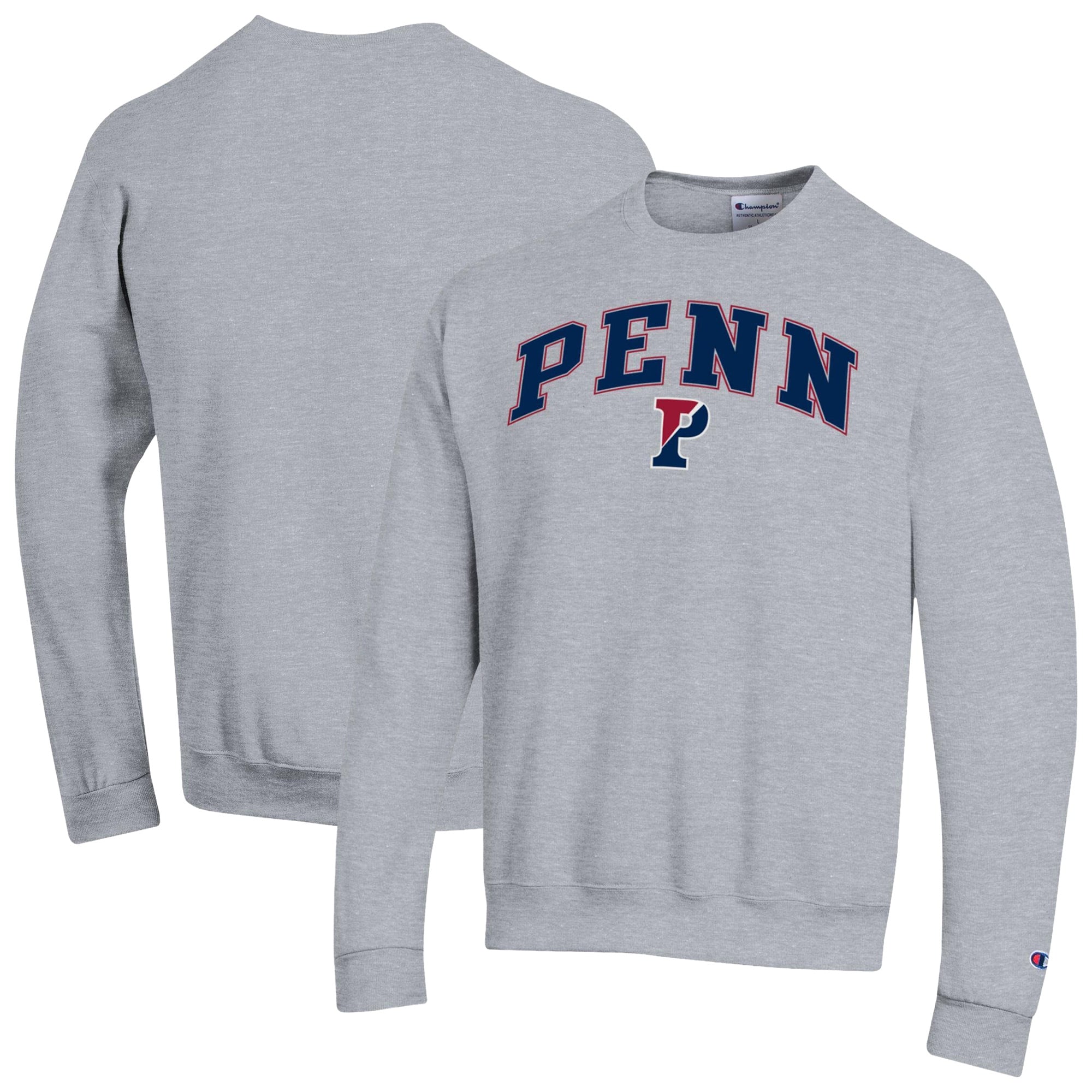 Men's Champion Heather Gray Pennsylvania Quakers Arch Powerblend Sweatshirt