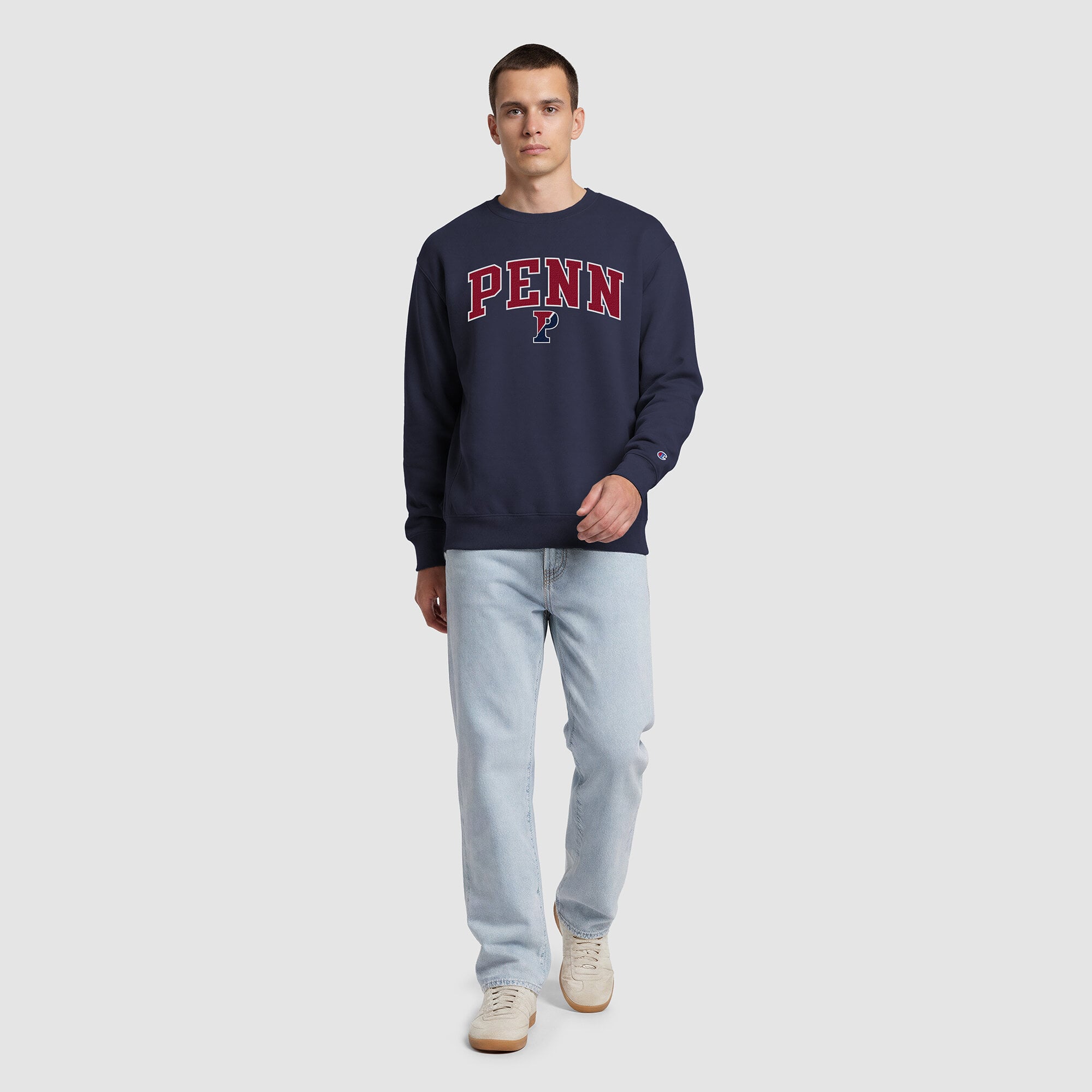 Men's Champion Navy Pennsylvania Quakers Contrast Sweatshirt