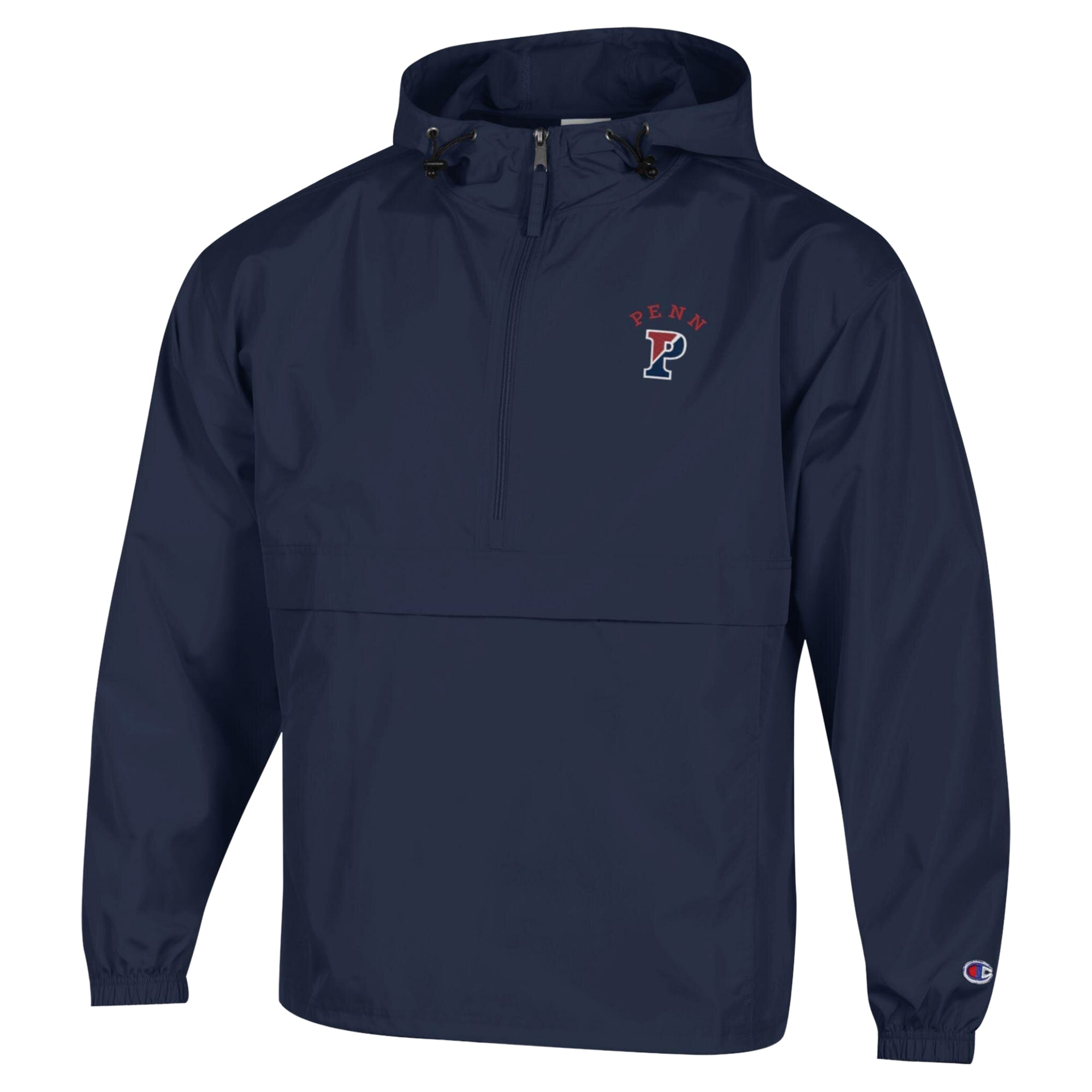 Veste à capuche zippée demi-zip compressible Champion Navy Pennsylvania Quakers pour homme