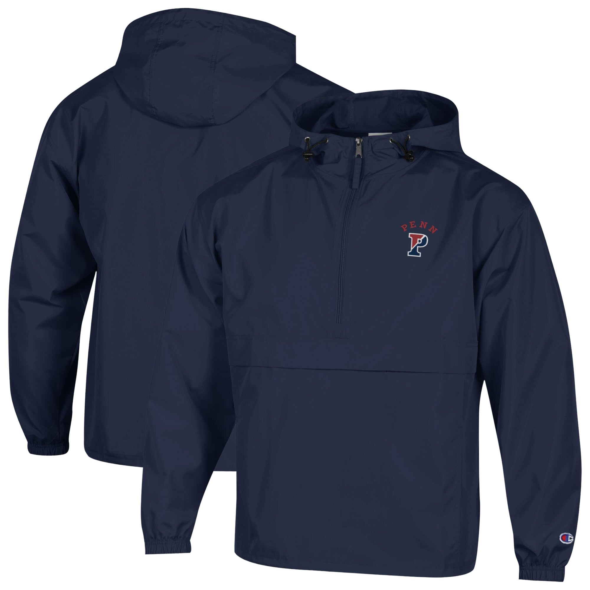 Veste à capuche zippée demi-zip compressible Champion Navy Pennsylvania Quakers pour homme