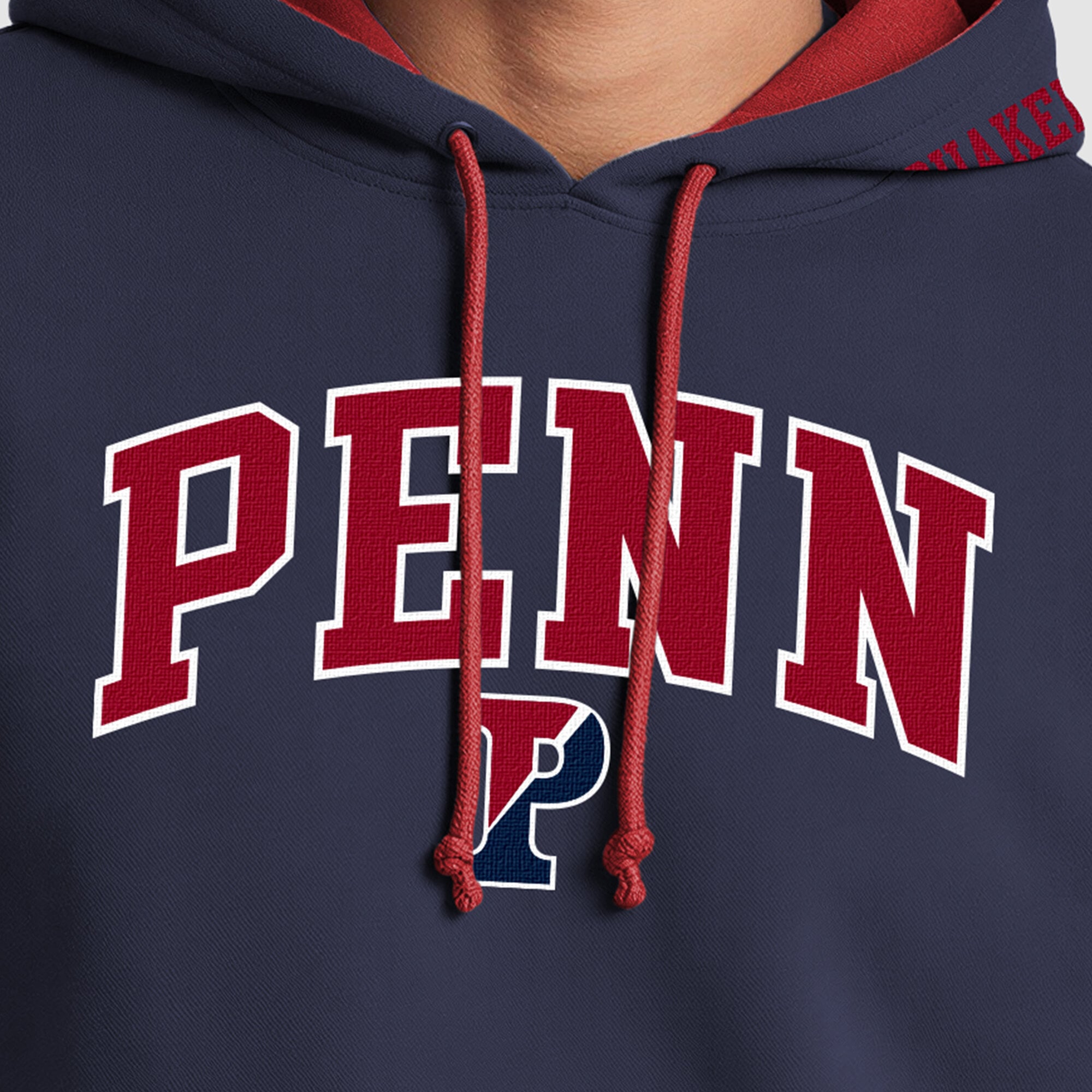 Sweat à capuche contrasté Champion bleu marine/rouge Pennsylvania Quakers pour homme