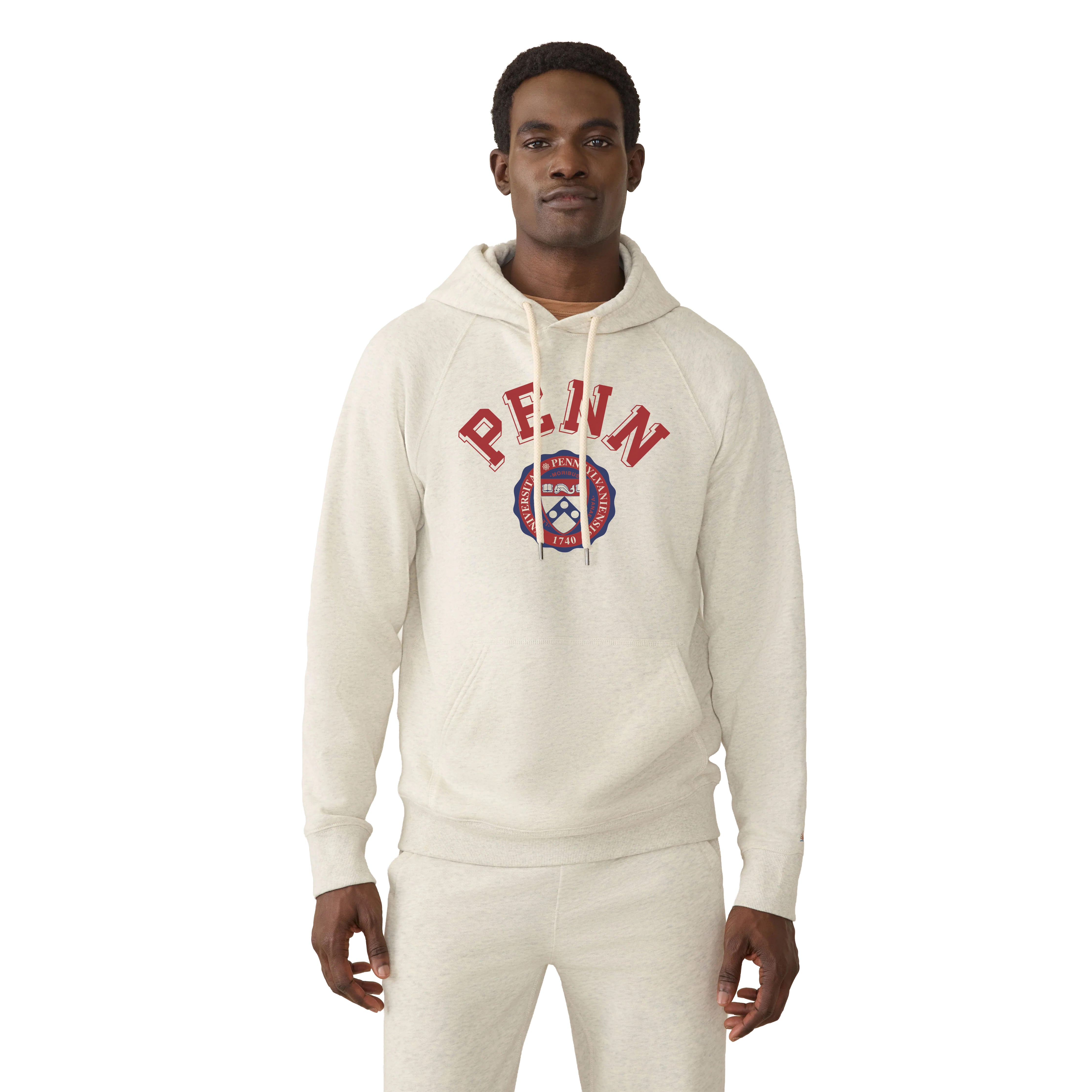 Sweat à capuche polaire FAHERTY beige pour homme, modèle High Standard des Quakers de Pennsylvanie