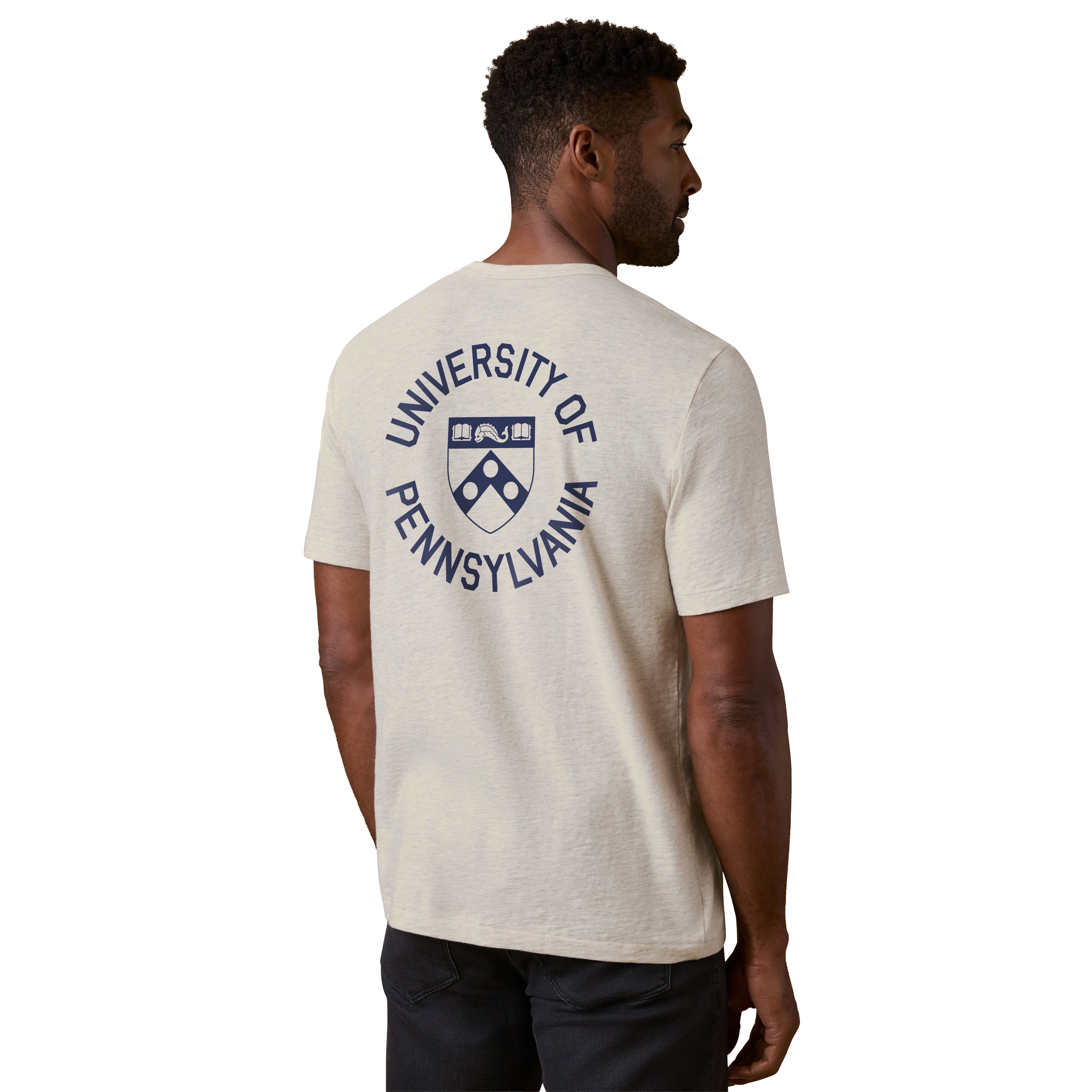 T-shirt à poche beige FAHERTY Pennsylvania Quakers, délavé au soleil
