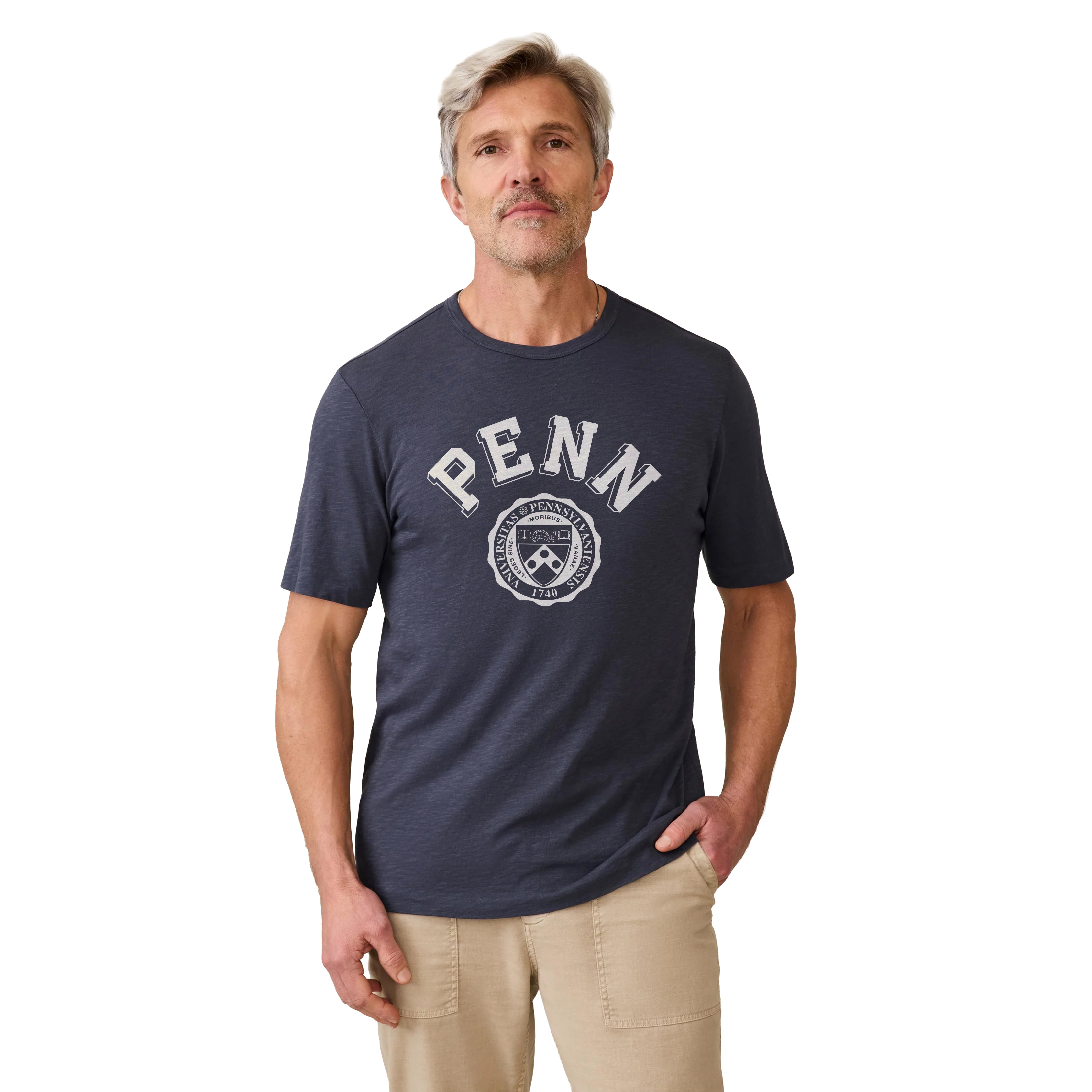 T-shirt homme FAHERTY bleu marine Pennsylvania Quakers délavé au soleil