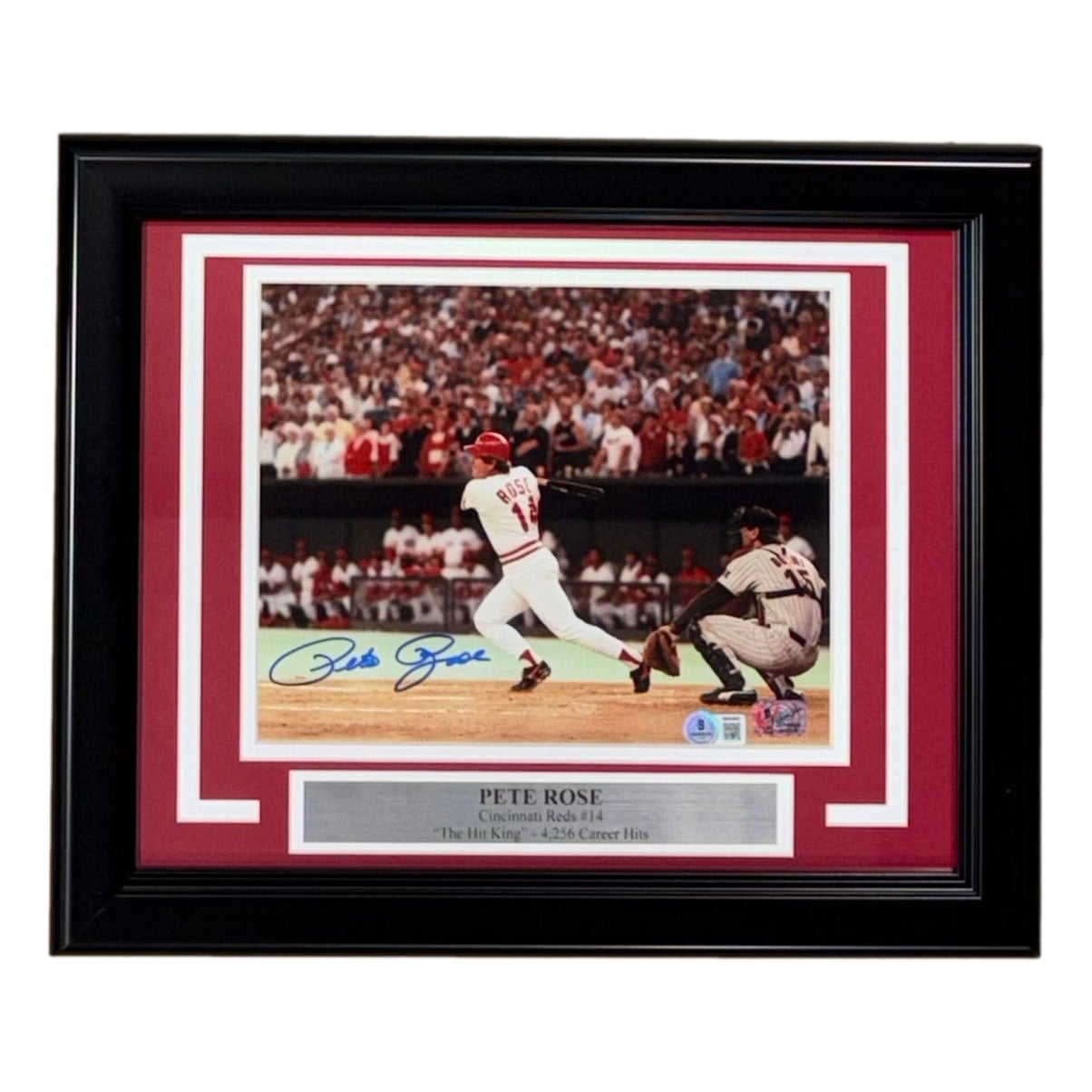 Pete Rose Signed Framed 8x10 Cincinnati Reds Photo BAS