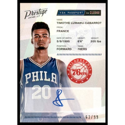 2016-17 Prestige NBA Passport Signatures #24 Timothe Luwawu-Cabarrot/99