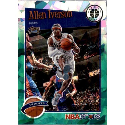 2019-20 Hoops Premium Stock Prizms Green Cracked Ice #285 Allen Iverson