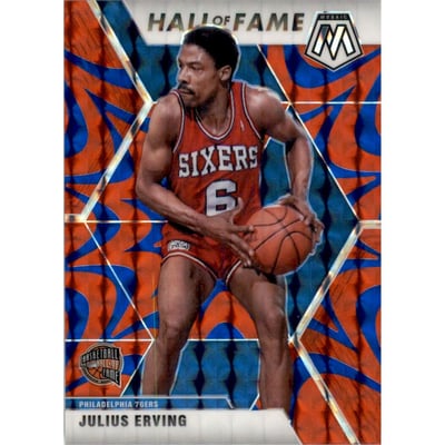 2019-20 Panini Mosaic Mosaic Blue Reactive #288 Julius Erving HOF