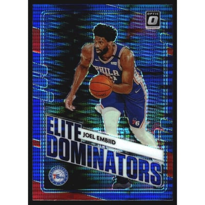 2020-21 Donruss Optic Elite Dominators Blue Pulsar #25 Joel Embiid