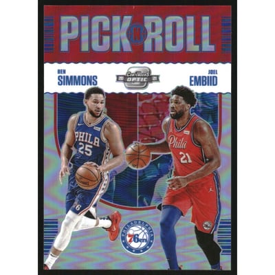 2020-21 Panini Contenders Optic Pick n Roll #19 Joel Embiid/Ben Simmons