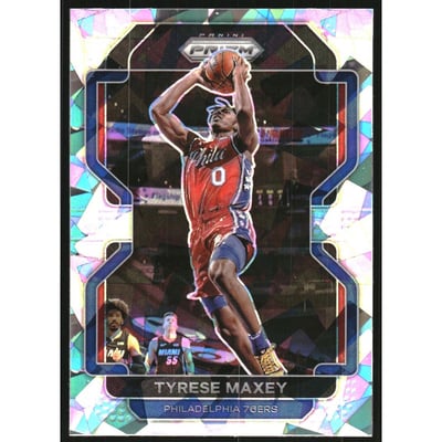 2021-22 Panini Prizm Prizms Ice #28 Tyrese Maxey