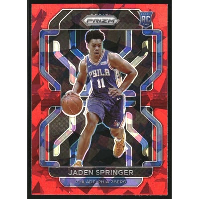 2021-22 Panini Prizm Prizms Red Ice #317 Jaden Springer
