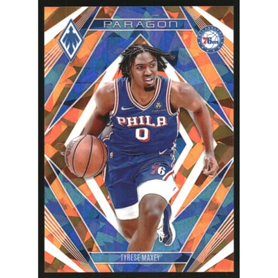 2023-24 Panini Phoenix Paragon Phoenix Orange Ice #8 Tyrese Maxey