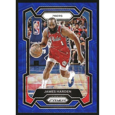 2023-24 Panini Prizm Prizms Blue Wave #98 James Harden