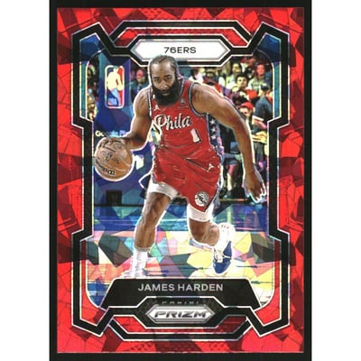 2023-24 Panini Prizm Prizms Red Ice #98 James Harden