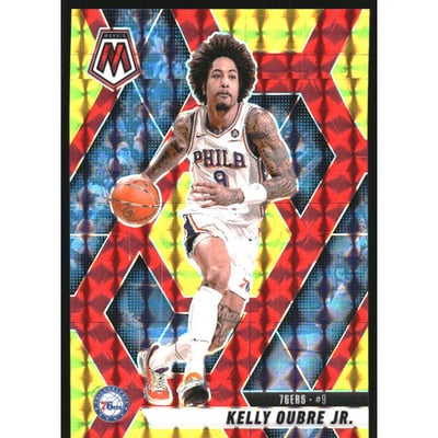 2024-25 Panini Mosaic Mosaic Choice Fusion Red and Yellow #81 Kelly Oubre Jr.