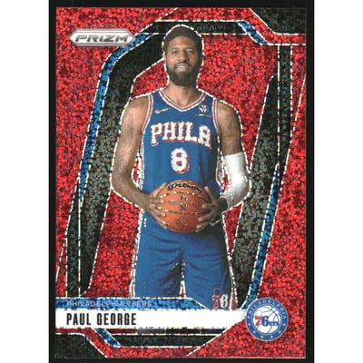 2024-25 Panini Prizm Prizms Red Sparkle #50 Paul George