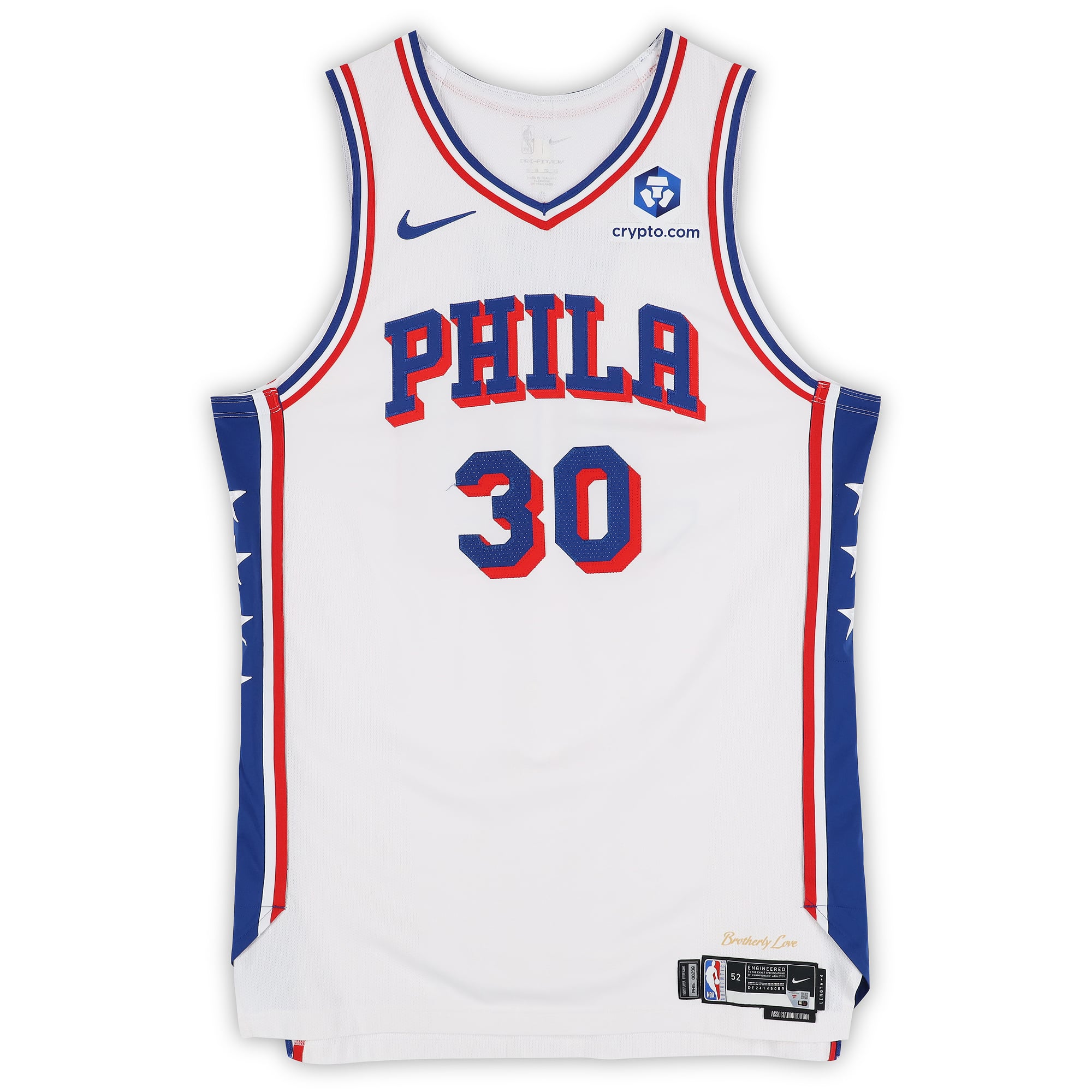 Adem Bona Philadelphia 76ers Game-Used #30 White Nike Jersey vs. Boston Celtics on April 21, 2026 - Size 52+4