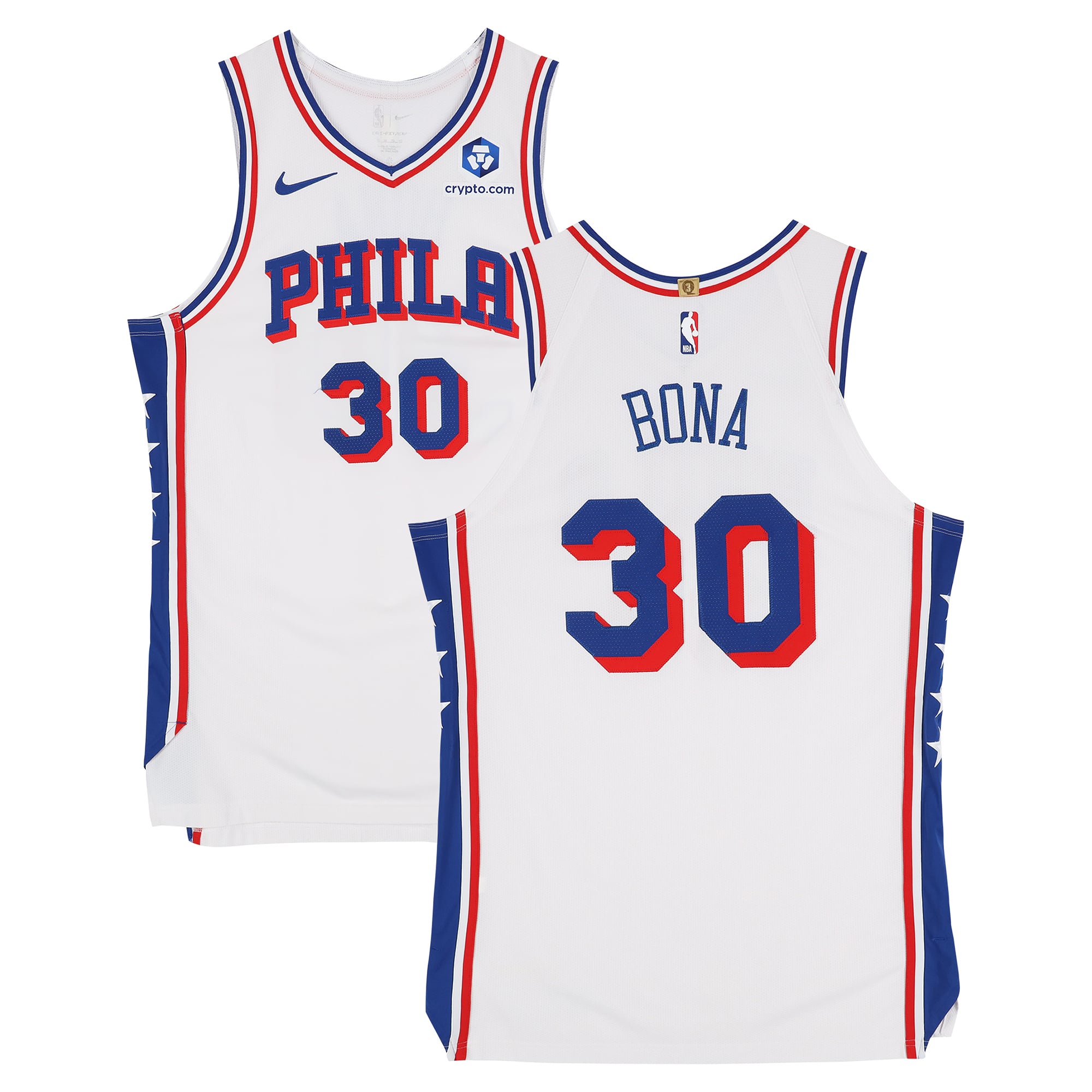 Adem Bona Philadelphia 76ers Game-Used #30 White Nike Jersey vs. Boston Celtics on April 21, 2026 - Size 52+4