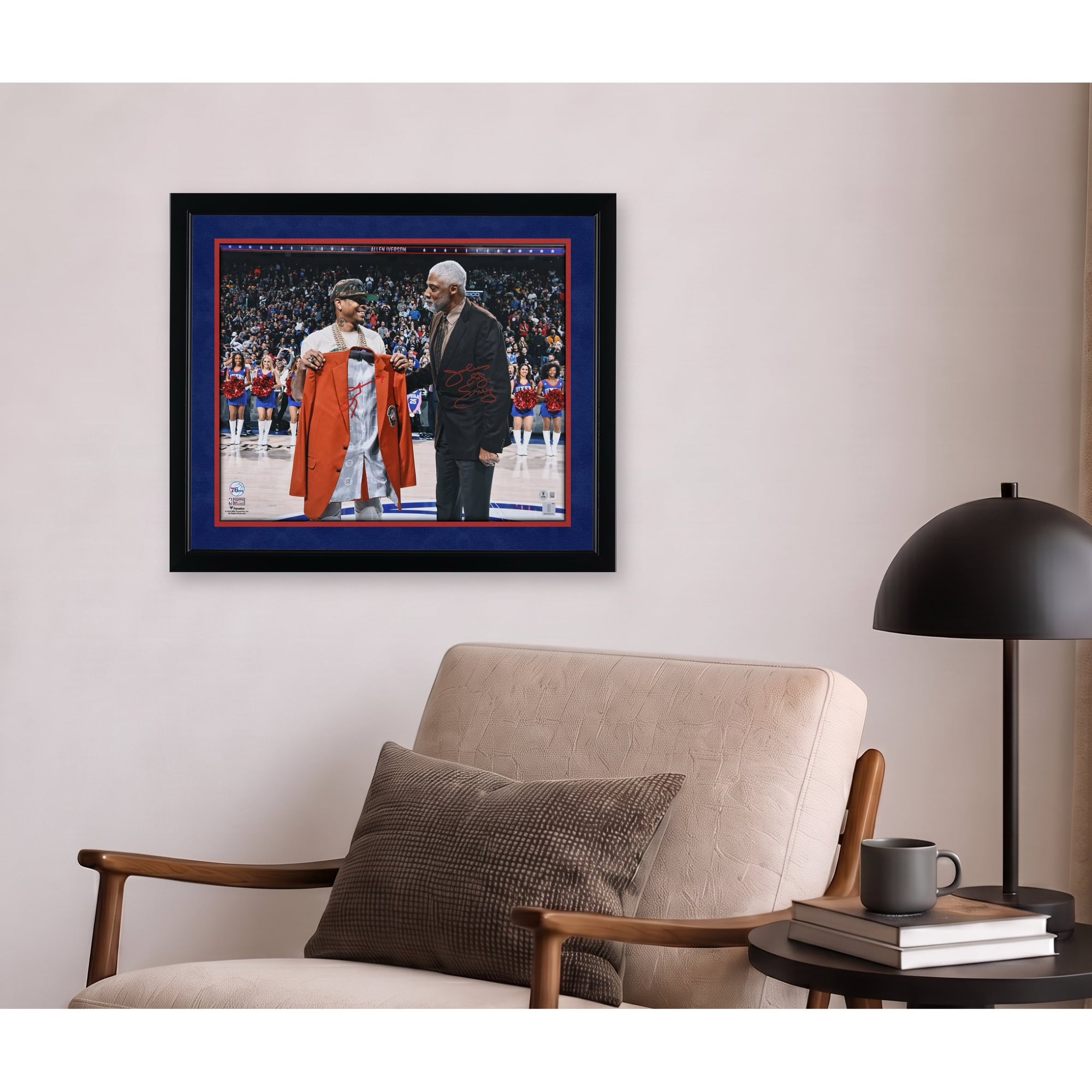 Allen Iverson & Julius Erving Philadelphia 76ers Autographed 16" x 20" HOF Jacket Presentation Photograph