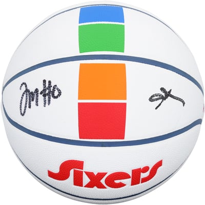Allen Iverson & Tyrese Maxey Philadelphia 76ers Autographed Fanatics Authentic Wilson 2024-25 City Edition Basketball