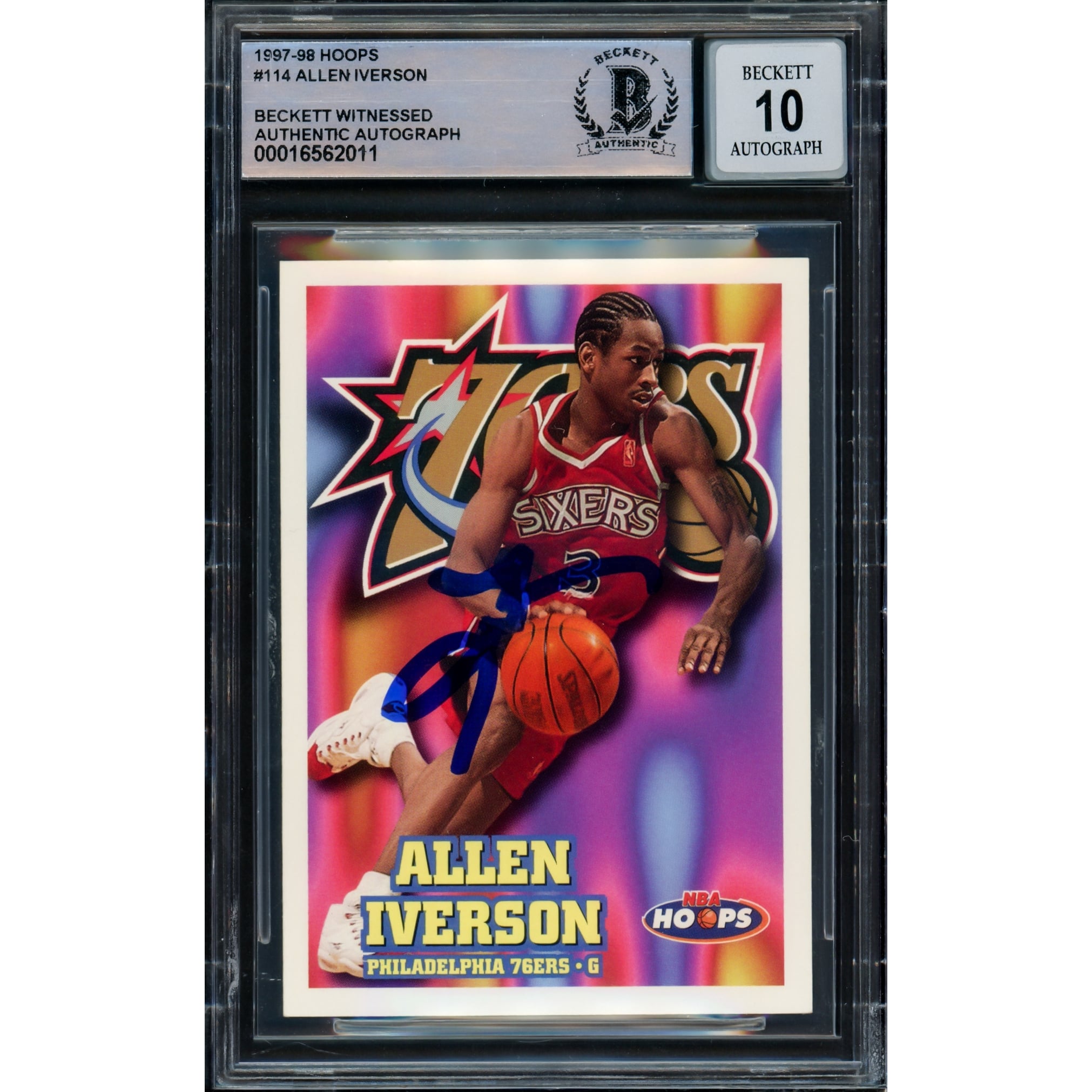 Allen Iverson Autographed 1997-98 Hoops Card #114 Philadelphia 