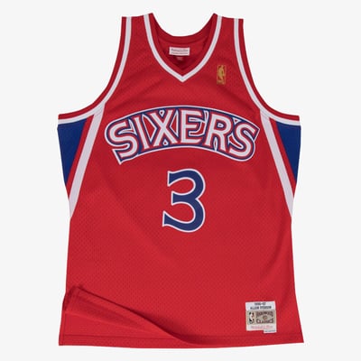 Allen Iverson Philadelphia 76ers 1996-97 Mitchell & Ness Red Swingman Jersey Road