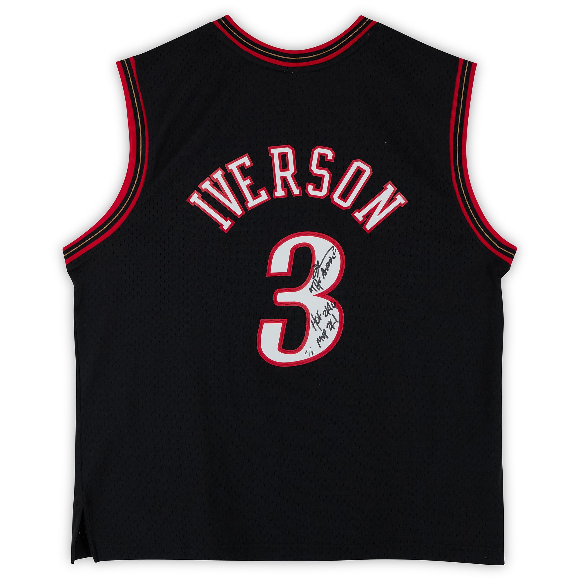Allen Iverson Philadelphia 76ers Autographed Black Mitchell & Ness 2000 Swingman Jersey with Multiple Inscriptions - Limited Edition of 10