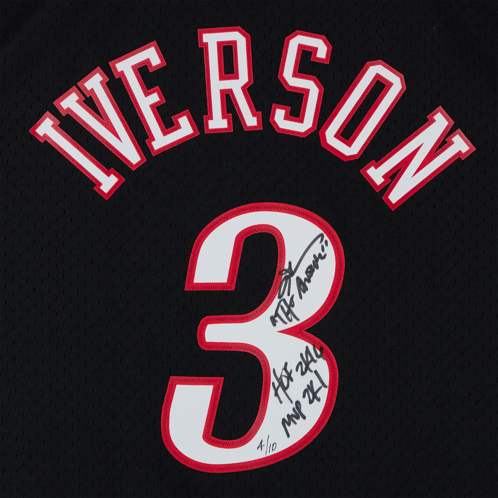 Allen Iverson Philadelphia 76ers Autographed Black Mitchell & Ness 2000 Swingman Jersey with Multiple Inscriptions - Limited Edition of 10