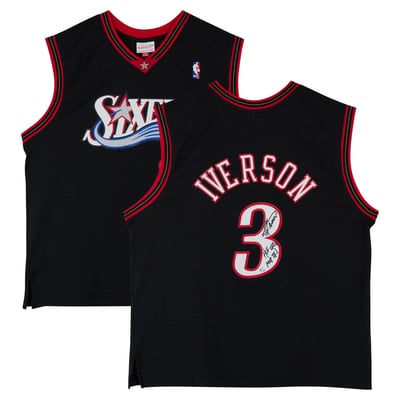 Allen Iverson Philadelphia 76ers Autographed Fanatics Authentic Black Mitchell & Ness 2000 Swingman Jersey with Multiple Inscriptions - Limited Edition of 10