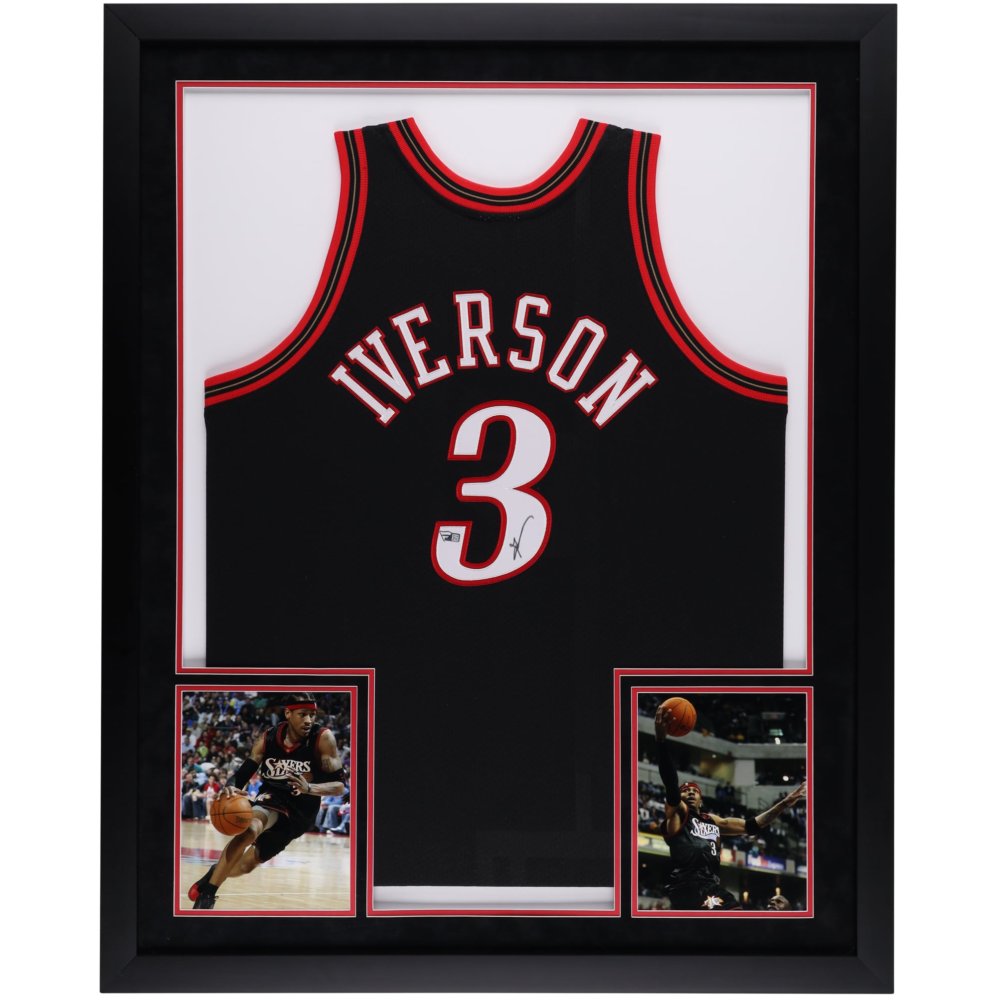 Allen Iverson Philadelphia 76ers Autographed Deluxe Framed Black 1997-98 Mitchell & Ness Authentic Jersey