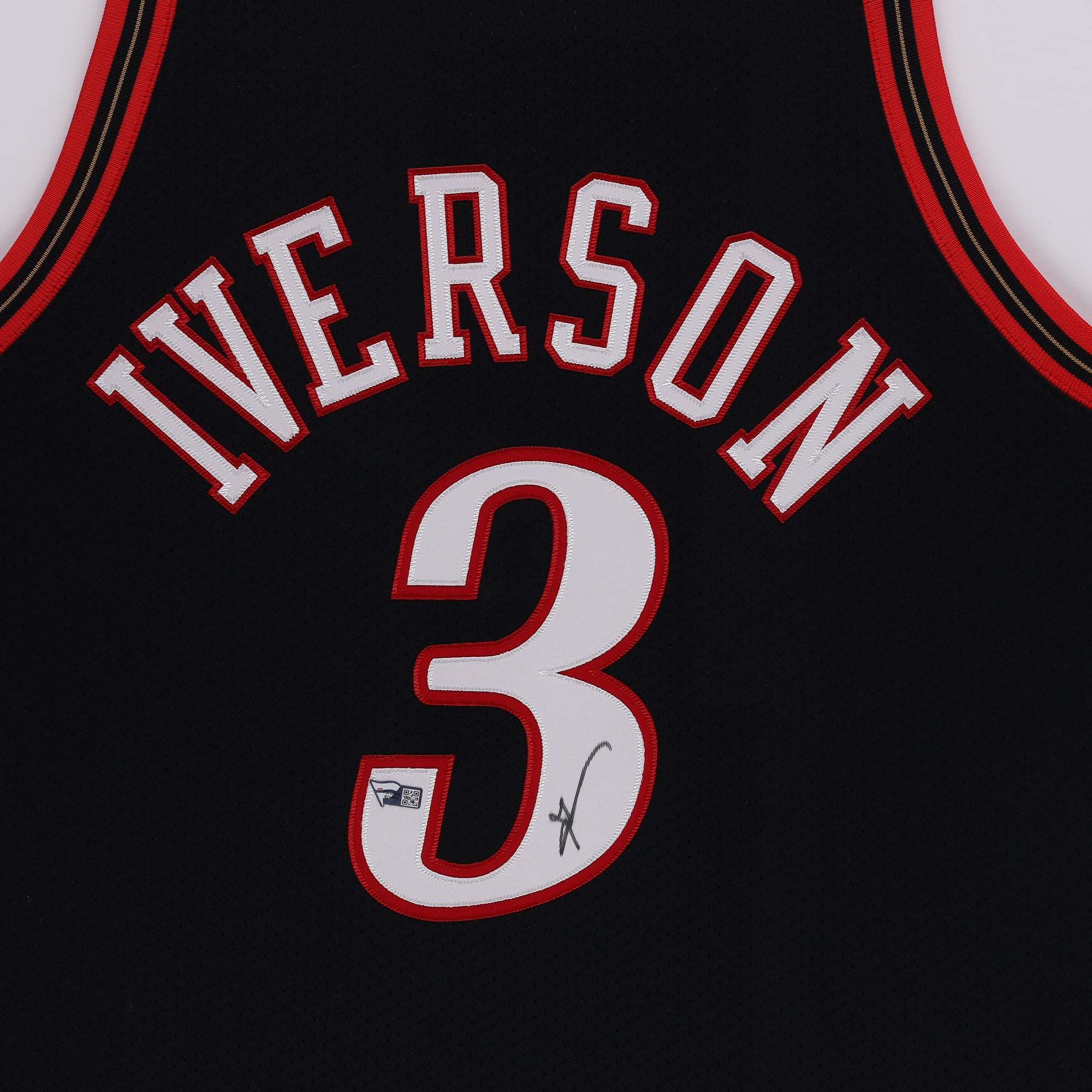 Allen Iverson Philadelphia 76ers Autographed Deluxe Framed Black 1997-98 Mitchell & Ness Authentic Jersey