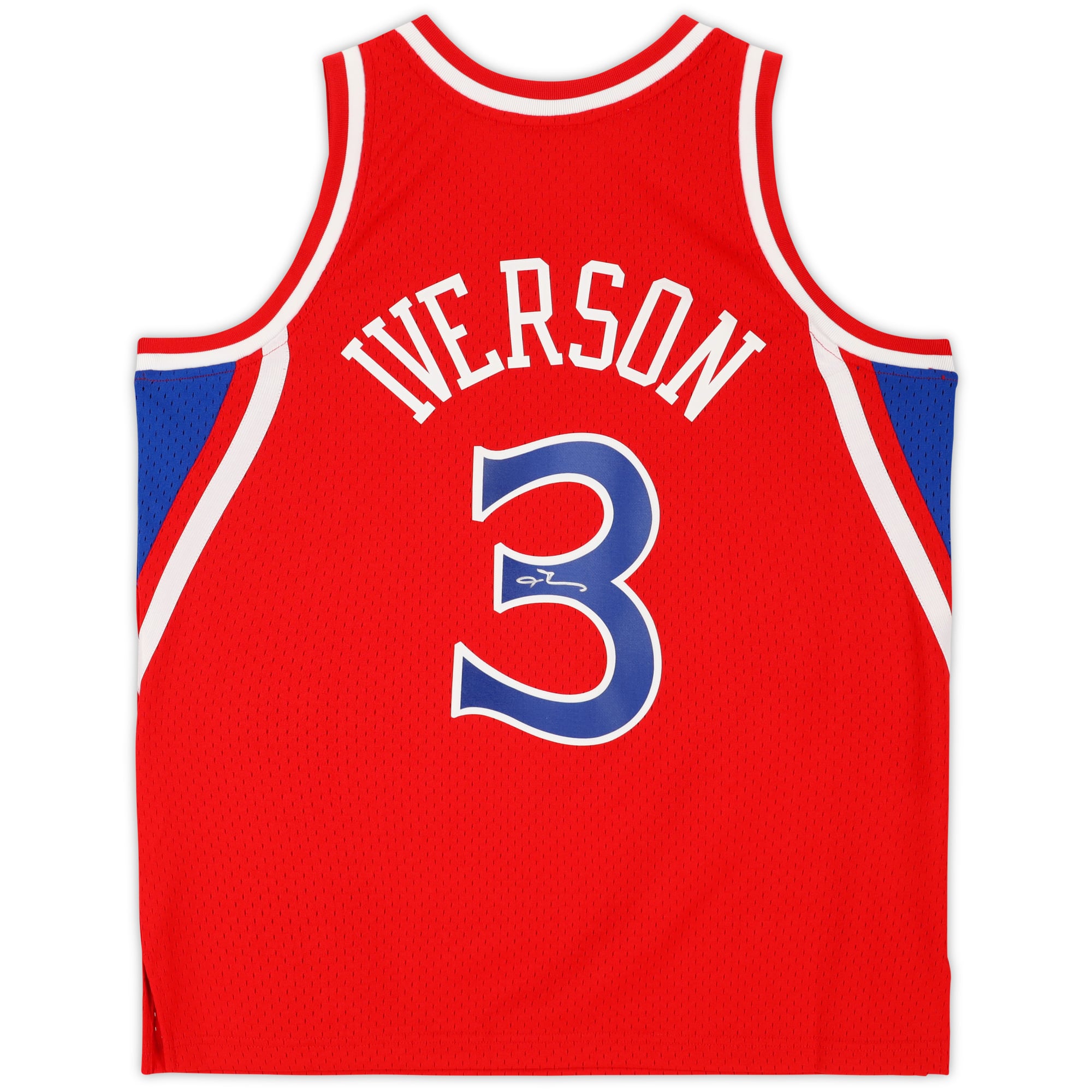 Allen Iverson Philadelphia 76ers Autographed Red Mitchell & Ness 1996-97 Swingman Jersey