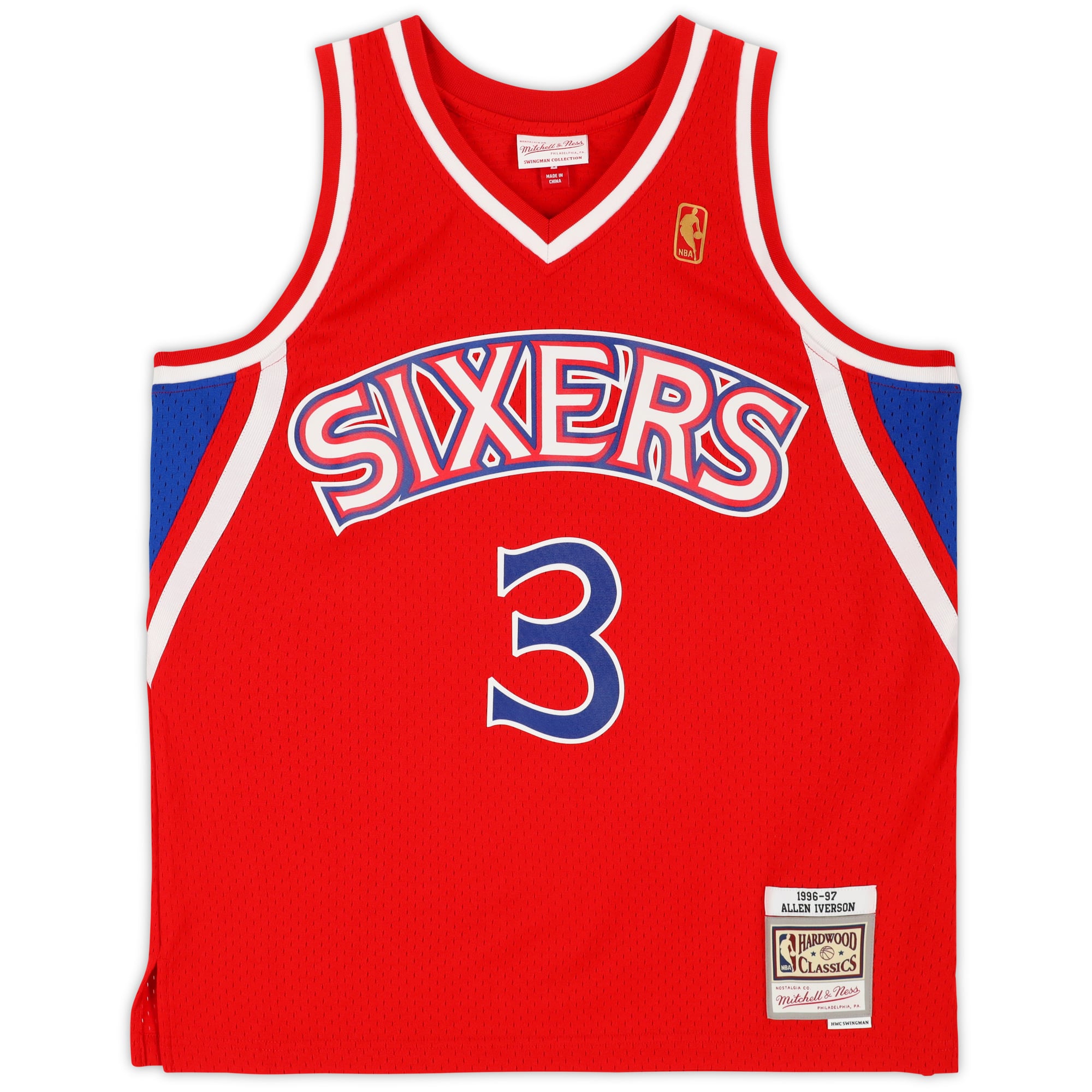 Allen Iverson Philadelphia 76ers Autographed Red Mitchell & Ness 1996-97 Swingman Jersey