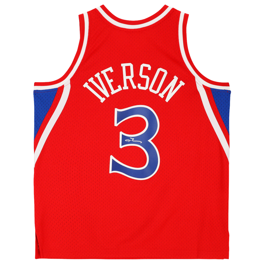 Allen Iverson Philadelphia 76ers Autographed Red Mitchell & Ness 1996-97 Swingman Jersey