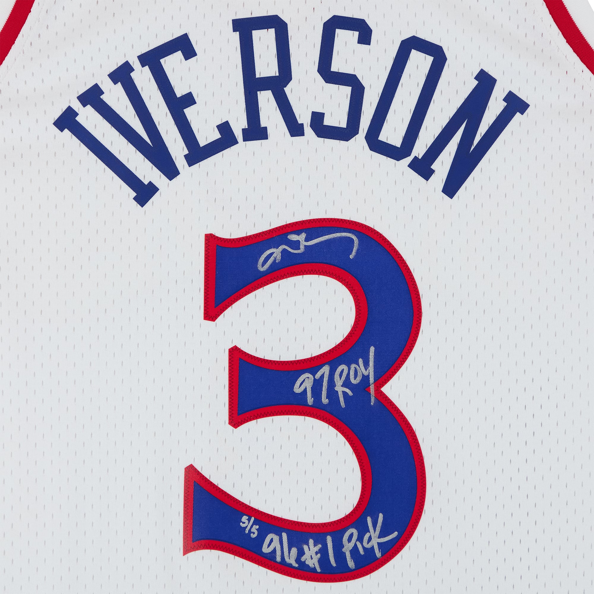 Allen Iverson Philadelphia 76ers Autographed White Mitchell & Ness 1996 Swingman Jersey with Multiple Inscriptions - Limited Edition #5/5