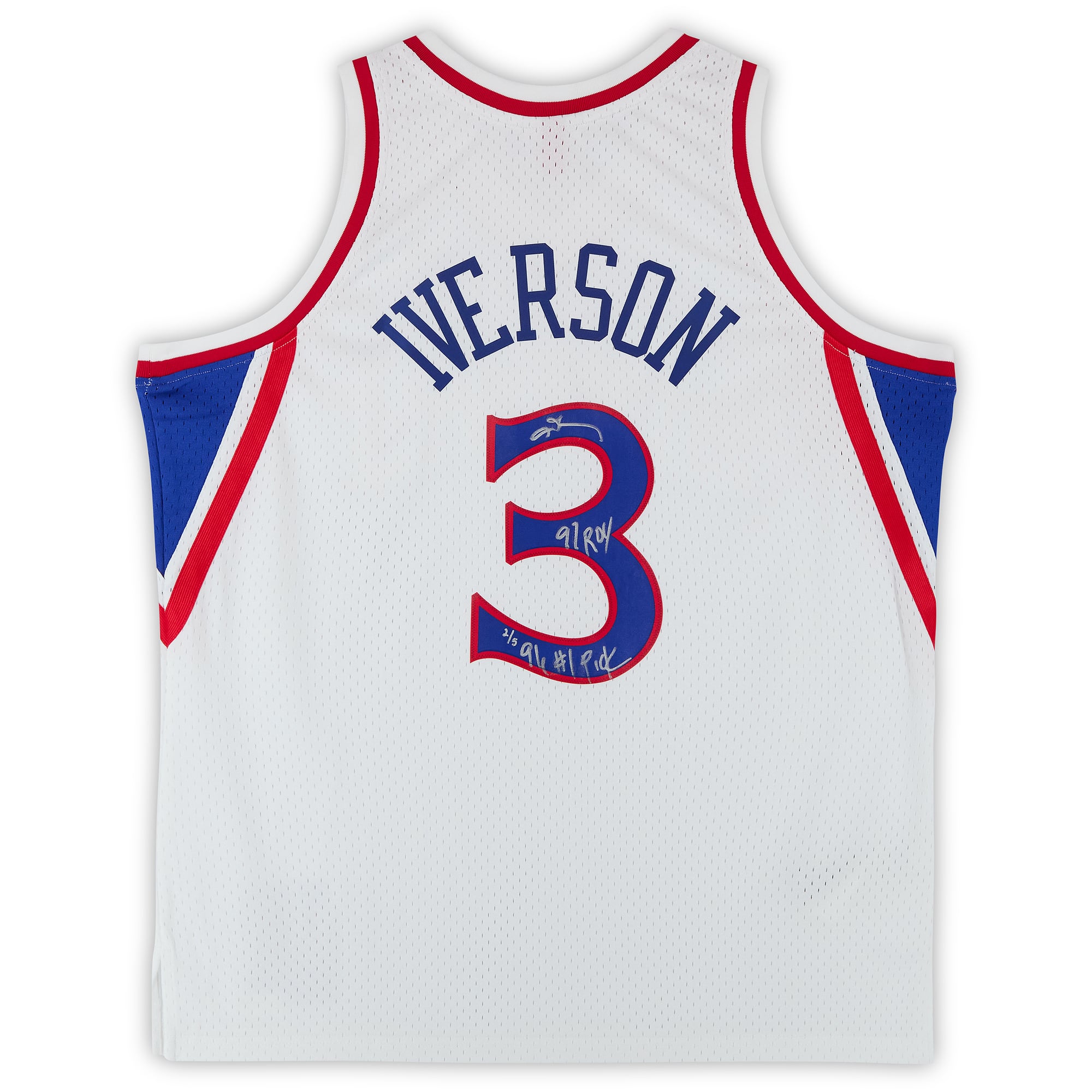 Allen Iverson Philadelphia 76ers Autographed White Mitchell & Ness 1996 Swingman Jersey with Multiple Inscriptions - Limited Edition of 5