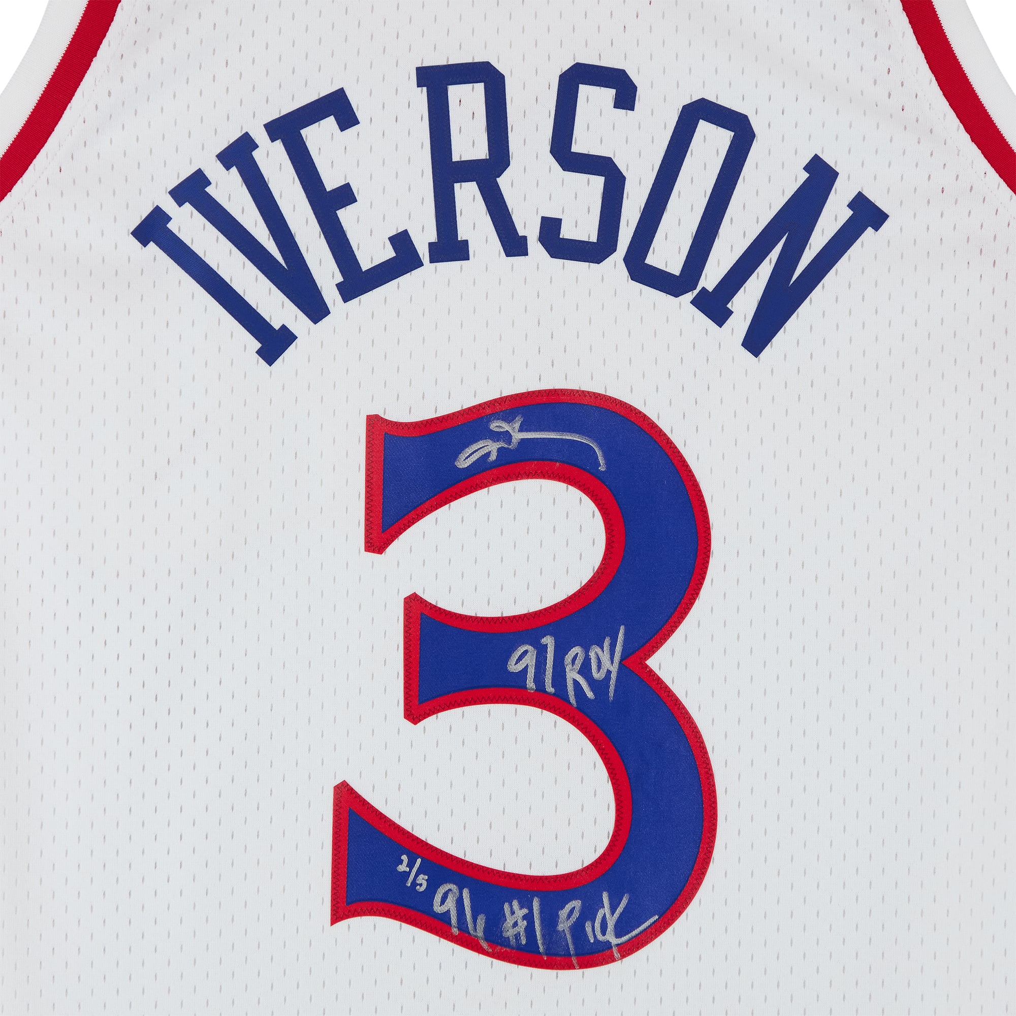 Allen Iverson Philadelphia 76ers Autographed White Mitchell & Ness 1996 Swingman Jersey with Multiple Inscriptions - Limited Edition of 5