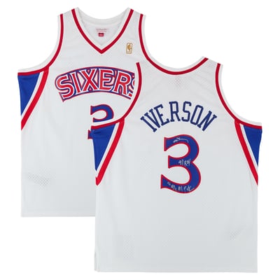 Allen Iverson Philadelphia 76ers Autographed Fanatics Authentic White Mitchell & Ness 1996 Swingman Jersey with Multiple Inscriptions - Limited Edition of 5