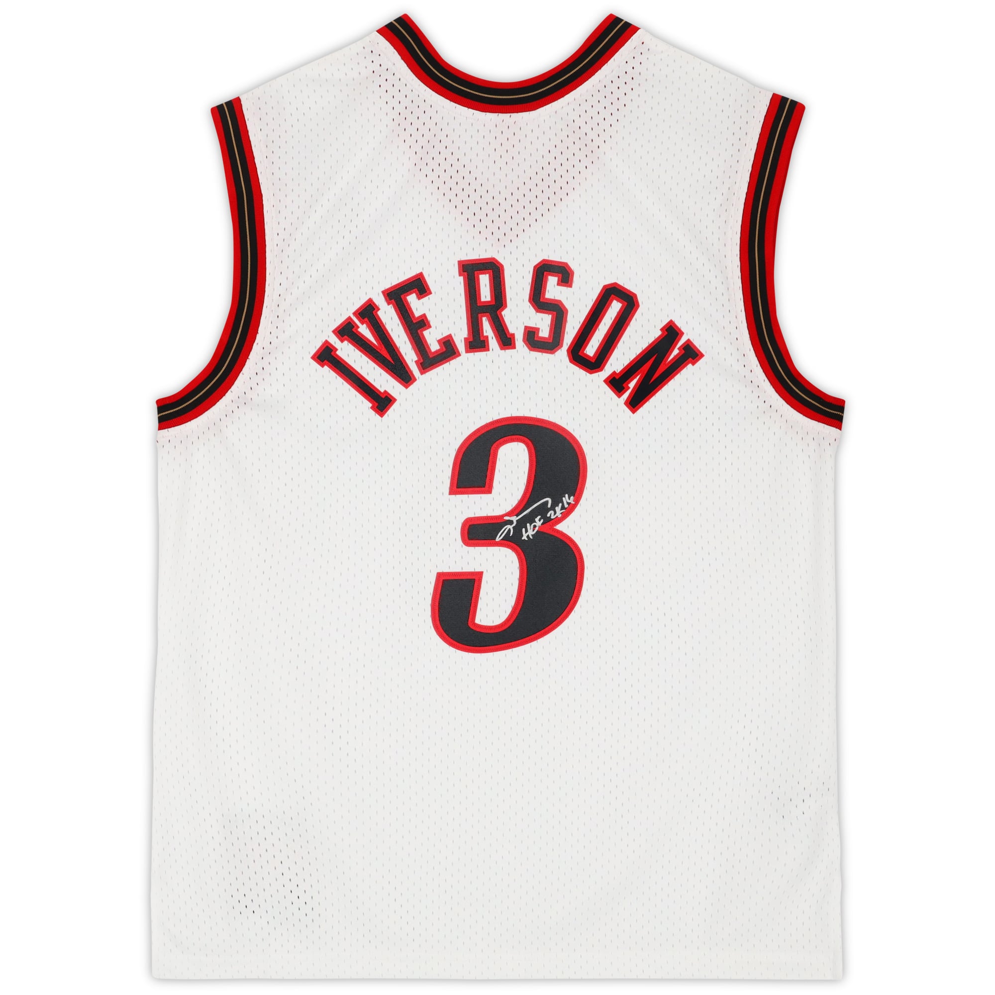 Allen Iverson Philadelphia 76ers Autographed White Mitchell & Ness 2000-01 Swingman Jersey with "HOF 2K16" Inscription