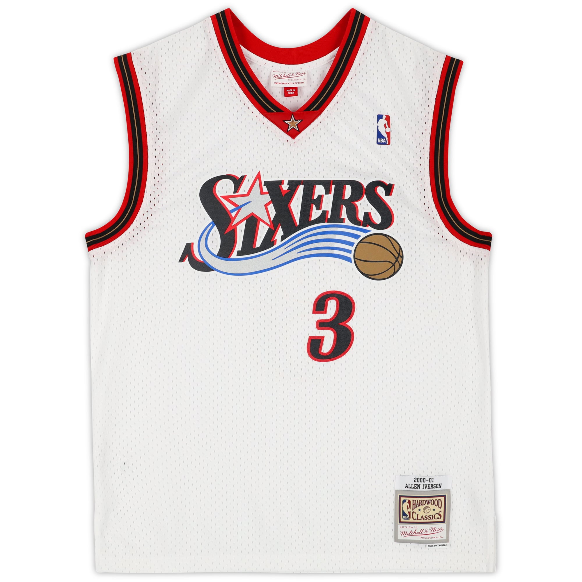 Allen Iverson Philadelphia 76ers Autographed White Mitchell & Ness 2000-01 Swingman Jersey with "HOF 2K16" Inscription