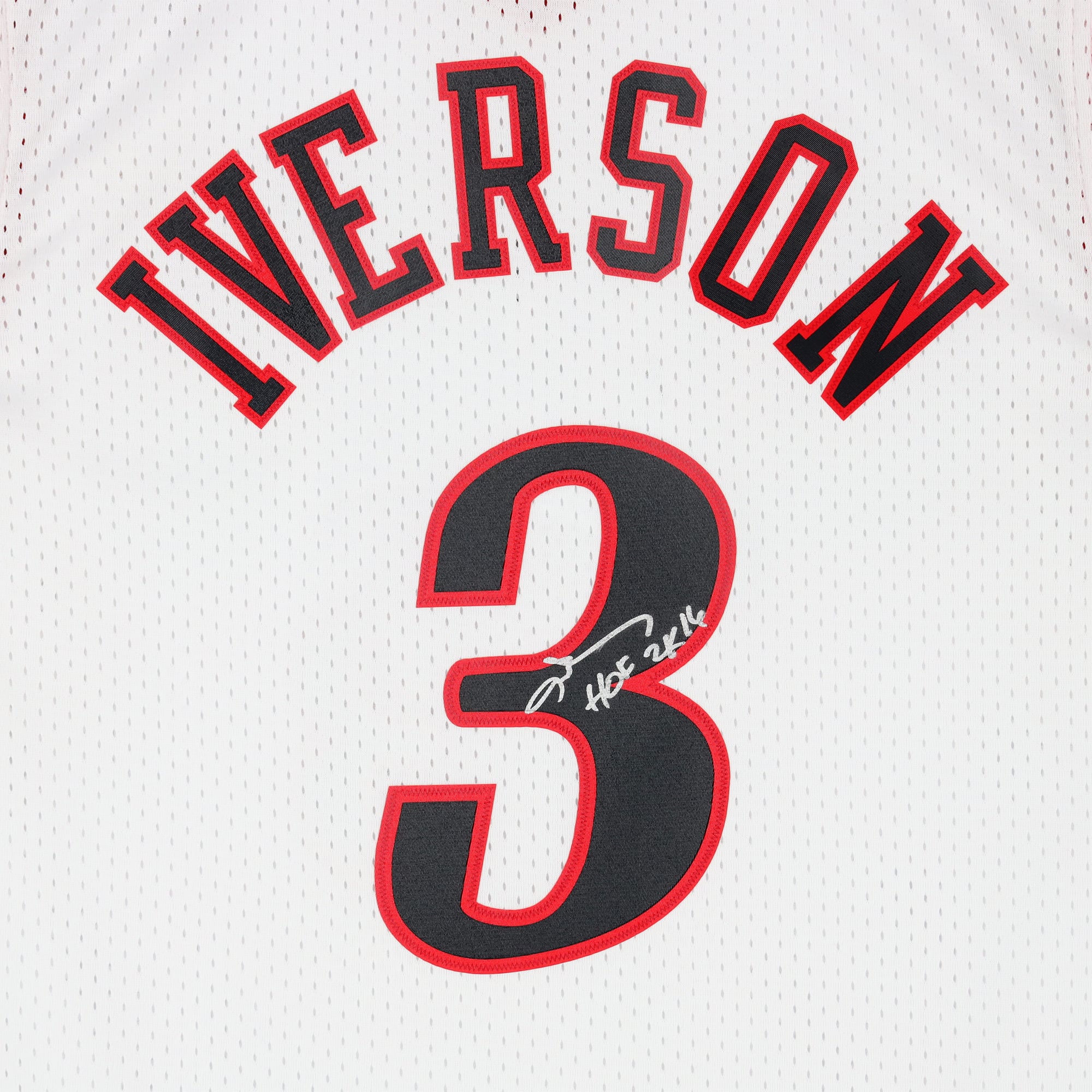 Allen Iverson Philadelphia 76ers Autographed White Mitchell & Ness 2000-01 Swingman Jersey with "HOF 2K16" Inscription