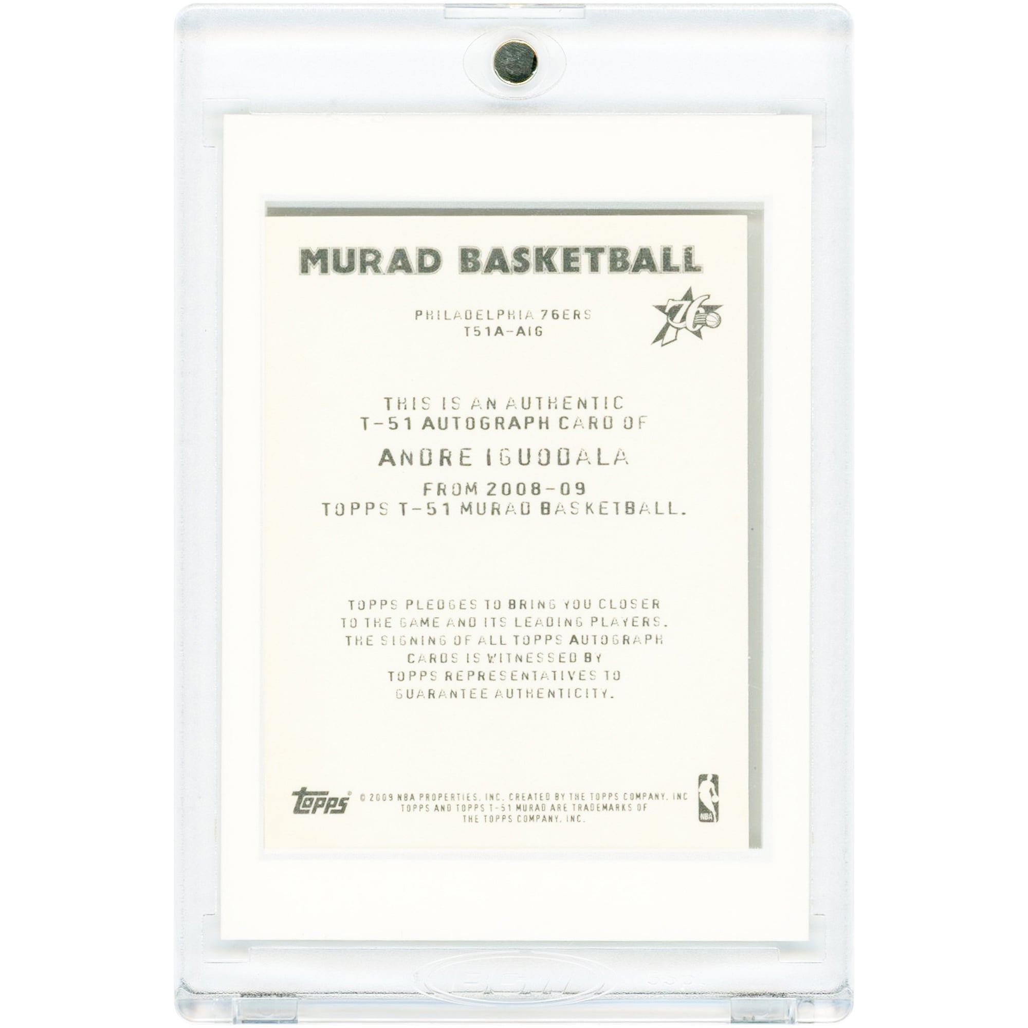 Andre Iguodala Philadelphia 76ers Autographed 2008-09 Topps T-51 Murad #T51A-AIG Card