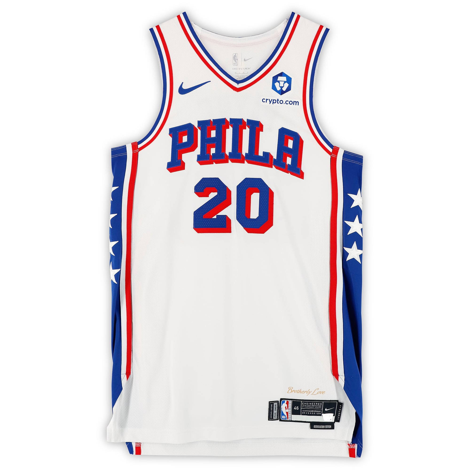 Maillot blanc n° 20 de Cameron Payne (Philadelphia 76ers), porté par le joueur lors de la saison NBA 2025-2026 - Taille 46+4