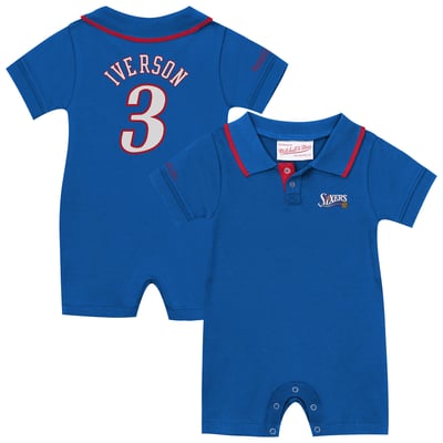 Allen Iverson Philadelphia 76ers Mitchell & Ness Infant Retro Roots Player Rugby Romper - Royal