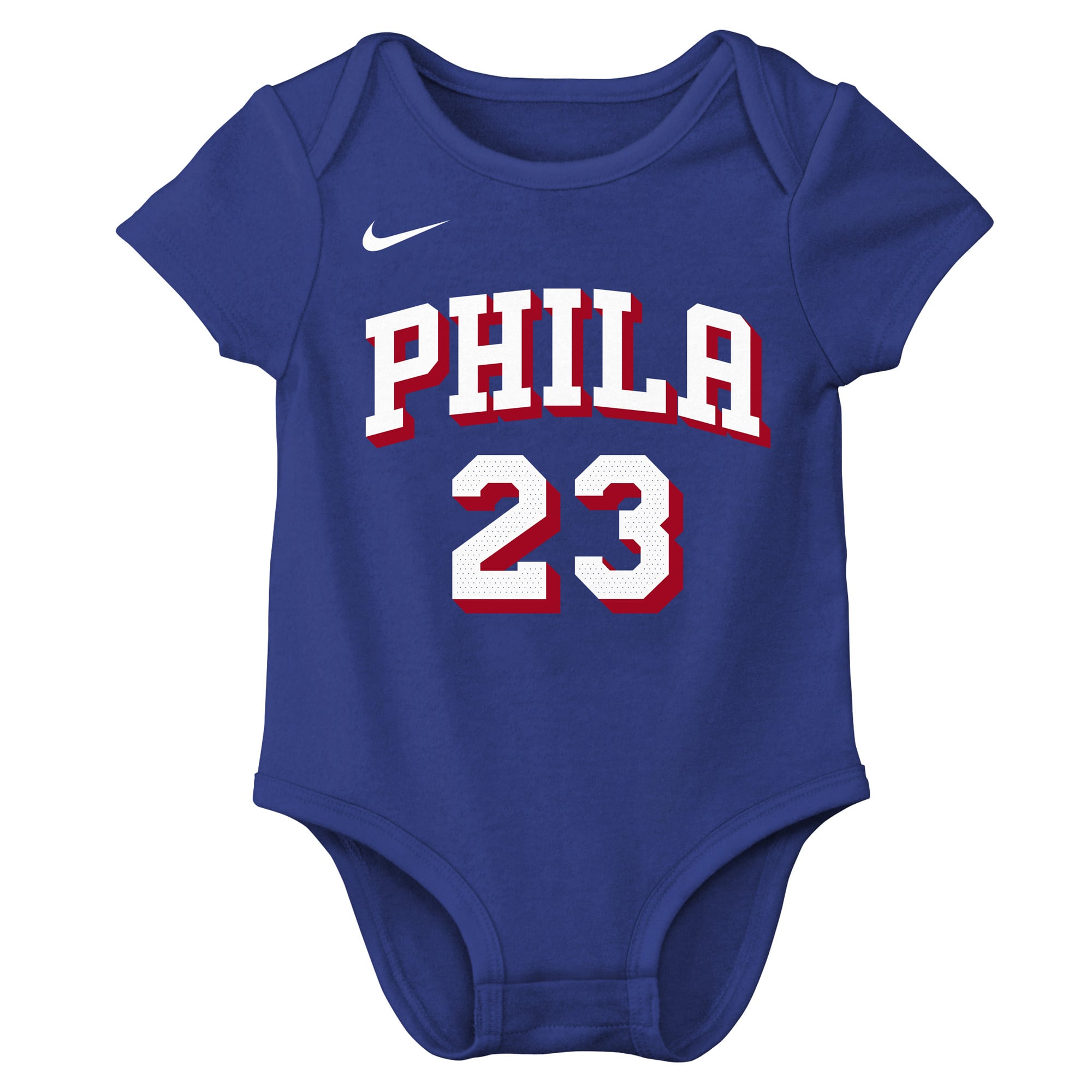 Infant Nike LeBron James Royal Philadelphia 76ers Name & Number Bodysuit