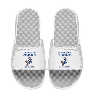  Philadelphia 76ers ISlide Life is Good Slide Sandals - White
