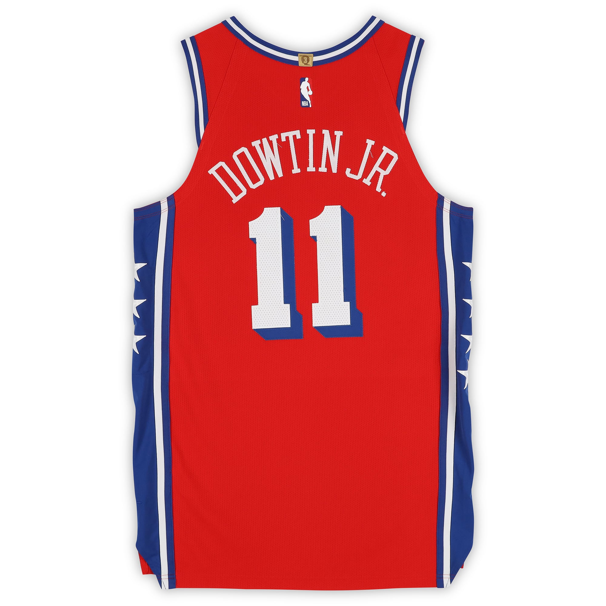 Maillot rouge n° 11 des Philadelphia 76ers, porté par Jeff Dowtin Jr. lors de la saison NBA 2025-2026 - Taille 48+4